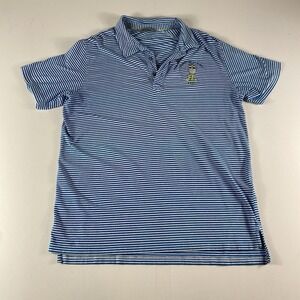 Tasc Performance Polo Shirt Mens Large Blue White Striped Short Sleeve